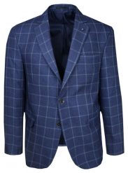 Marynarka, Granatowo-Niebieska w Kratkę, Casualowa, Taliowana, 2 Guziki, Dwa Rozcięcia -VICTORIO. Niebieskie marynarki męskie Victorio, bez wzorów, z poliesteru, eleganckie. Za 495.00 zł.
