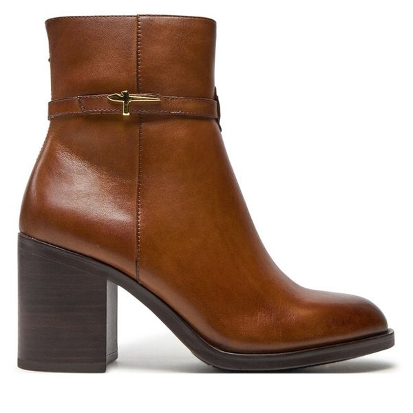 Botki Tamaris. Brązowe botki damskie Tamaris, bez obcasa, na słupku, bez zapięcia. Za 419.99 zł.