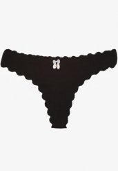 Czarne Bawełniane Majtki Stringi z Prążkowanej Tkaniny Eziane. Czarne stringi damskie Born2be, l, bez wzorów, z bawełny. Za 9.99 zł.