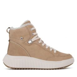 Botki Rieker Revolution Lifestyle. Brązowe botki damskie Rieker Revolution Lifestyle, bez obcasa, na płaskiej podeszwie, bez zapięcia. Za 399.00 zł.