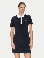 Guess Sukienka codzienna V5GK01 KCQV1 Granatowy Regular Fit. Niebieskie sukienki damskie Guess, na co dzień, m, z aplikacjami, z bawełny, bez kołnierzyka, bez ramiączek, proste. Za 169.99 zł.