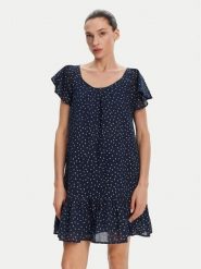 Pepe Jeans Sukienka codzienna Dafne PL953709 Granatowy Regular Fit. Niebieskie sukienki damskie Pepe Jeans, na co dzień, m, bez wzorów, z bawełny, bez kołnierzyka, bez ramiączek, proste. Za 209.99 zł.