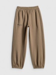 4F Spodnie dresowe joggery chłopięce - brązowe 122/128 (6-8 lat). Brązowe spodnie sportowe dla chłopców 4f, bez wzorów, z dresówki, sportowe. Za 119.99 zł.