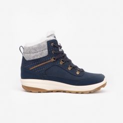 Second Life - Buty turystyczne damskie Quechua NH900 skóra... - Stan Doskonały. Niebieskie trekkingi damskie QUECHUA, na zimę, przed kolano, trekkingowe. Za 237.99 zł.