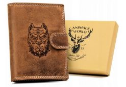 Portfel skórzany Always Wild N4L-CHM-DOG-1 brązowy. Brązowe portfele męskie Always Wild, bez wzorów, z nubiku. Za 50.00 zł.