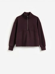 Bluza z dodatkiem modalu - ciemnofioletowy. Fioletowe bluzy damskie Reserved, l, bez wzorów, z dzianiny, bez kaptura. Za 129.99 zł.