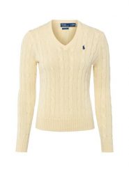 Polo Ralph Lauren Sweter damski z dzianiny Kobiety Bawełna żółty jednolity, M. Żółte swetry damskie Polo Ralph Lauren, m, bez wzorów, z bawełny, bez kołnierzyka, bez ramiączek, bez kaptura. Za 989.95 zł.