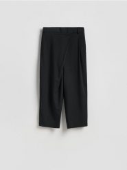 Spodnie z wełną - czarny. Czarne spodnie materiałowe damskie Reserved, l, bez wzorów, z tkaniny. Za 179.99 zł.