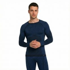 Koszulka termoaktywna męska Risalti Maglia Termica z wełną merino. Niebieskie koszulki sportowe męskie Aulp, m, bez wzorów, z wełny, bez kołnierzyka, bez ramiączek, na fitness i siłownię. W wyprzedaży za 179.99 zł.