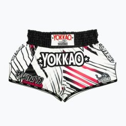 Spodenki treningowe męskie YOKKAO Power Muay Thai. Białe krótkie spodenki sportowe męskie YOKKAO, m, bez wzorów, z materiału, na fitness i siłownię. Za 289.99 zł.