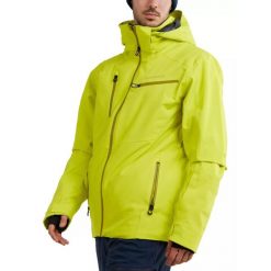 Kurtka narciarska męska Telluride Jacket. Żółte kurtki męskie Fundango, na zimę, m, bez wzorów, z dresówki, sportowe, bez kaptura. Za 709.90 zł.