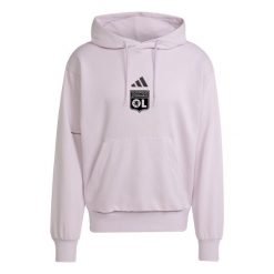 Bluza męska ADIDAS Essentials Feelcozy Fleece - różowa. Fioletowe bluzy sportowe męskie OLYMPIQUE LYONNAIS, m, bez wzorów, z bawełny, z kapturem, do piłki nożnej. Za 178.99 zł.