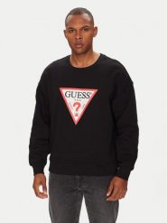 Guess Jeans Bluza M4YQ21 K9V31 Czarny Oversize. Czarne bluzy męskie Guess Jeans, m, z aplikacjami, z bawełny, bez kaptura. Za 229.99 zł.