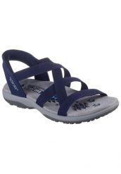 Sandały SKECHERS REGGAE SLIM Niebieski. Niebieskie sandały damskie Skechers, bez wzorów, z materiału, bez obcasa, bez zapięcia. Za 279.99 zł.