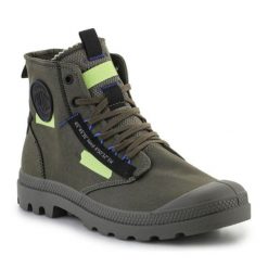 Buty Palladium Pampa Hi Re-Craft U 77220-309-M zielone. Zielone trampki i tenisówki damskie bez wzorów, klasyczne, bez zapięcia. Za 654.09 zł.