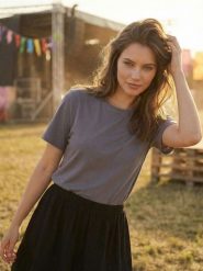 Koszulka z wiskozą - niebieski. Niebieskie t-shirty damskie Sinsay, l, bez wzorów, z wiskozy, bez kołnierzyka. Za 29.99 zł.