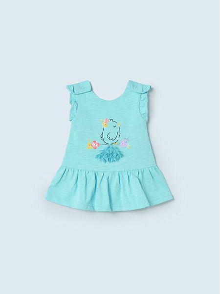 Mayoral Sukienka codzienna 1823 Niebieski Regular Fit. Niebieskie sukienki dla dziewczynek Mayoral, bez wzorów, z bawełny, bez ramiączek. Za 69.99 zł.