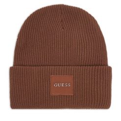 Czapka Guess. Brązowe czapki i kapelusze damskie Guess, na zimę, z aplikacjami. Za 154.99 zł.
