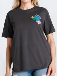 Koszulka Stitch - szary. Szare t-shirty damskie Sinsay, l, bez wzorów, bez kołnierzyka. W wyprzedaży za 22.99 zł.
