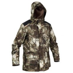 Kurtka myśliwska Solognac 500 3w1 Warm wodoodporna camo. Brązowe kurtki męskie SOLOGNAC, uniwersalny, bez wzorów, sportowe, bez kaptura. Za 699.99 zł.