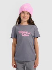4F T-shirt regular z nadrukiem dziewczęcy - szary 146 (10-11 lat). Szare t-shirty i topy dla dziewczynek 4f, bez wzorów, z bawełny, bez ramiączek. Za 39.99 zł.