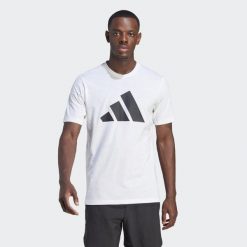 Koszulka adidas Essentials Feelready Logo. Białe koszulki sportowe męskie Adidas, s, bez wzorów, bez kołnierzyka, bez ramiączek. Za 141.40 zł.