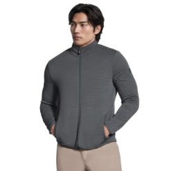Bluza dresowa sportowa męska The Hoodless Hoodie Ottoman Jacket. Zielone bluzy męskie Skechers, m, bez wzorów, z dresówki, bez kaptura, trekkingowe. Za 219.99 zł.