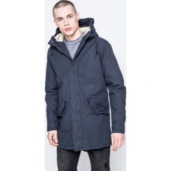 Jack & Jones - Kurtka. Niebieskie kurtki męskie Jack & Jones, m, bez wzorów, z bawełny, długie, z kapturem. W wyprzedaży za 139.90 zł.