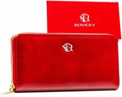 Portfel czerwony Rovicky R-PRK-01-F7. Czerwone portfele damskie ROVICKY, bez wzorów, ze skóry ekologicznej. Za 45.00 zł.