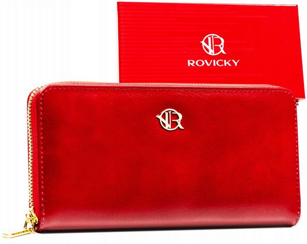 Portfel czerwony Rovicky R-PRK-01-F7. Czerwone portfele damskie ROVICKY, bez wzorów, ze skóry ekologicznej. Za 29.99 zł.