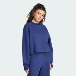 Bluza z dzianiny Soft Lux Winter. Niebieskie bluzy damskie Adidas, xs, bez wzorów, z bawełny, bez kaptura. Za 299.00 zł.