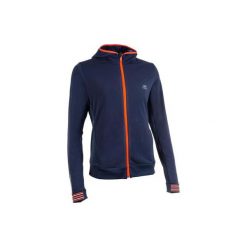 Kurtka damska do lekkoatletyki Warm Jacket. Niebieskie kurtki damskie KALENJI, bez wzorów, z elastanu, bez kaptura. Za 99.99 zł.