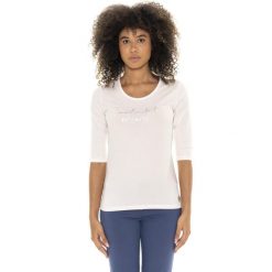 Koszulka Leone 1947 Braid Damen z 3/4-Ęrmeln aus Stretch-Baumwolle. Białe koszulki sportowe damskie LEONE 1947 APPAREL, bez wzorów, z bawełny, sportowe, bez kołnierzyka. W wyprzedaży za 88.41 zł.