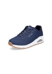 Buty do chodzenia damskie Skechers Uno-stand On Air. Niebieskie obuwie sportowe damskie Skechers, z aplikacjami, z jeansu, trekkingowe. Za 329.99 zł.