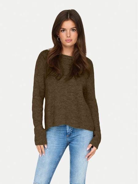 ONLY Sweter 15234745 Brązowy Regular Fit. Brązowe swetry damskie Only, s, bez wzorów, z syntetyku, bez kołnierzyka, bez ramiączek, bez kaptura. Za 89.99 zł.