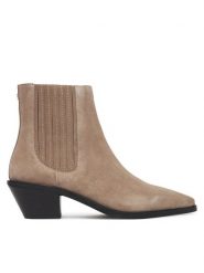 BOSS Botki Niara 50548781 Beżowy. Brązowe botki damskie Boss, ze skóry, bez obcasa, na płaskiej podeszwie, bez zapięcia. Za 1,199.00 zł.