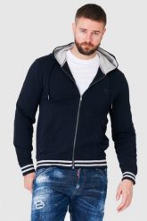 GUESS Granatowa bluza męska z kapturem na zamek, Rozmiar S. Niebieskie bluzy męskie Guess, m, z aplikacjami, z kapturem. W wyprzedaży za 247.99 zł.