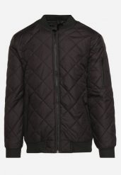 Czarna Kurtka Bomberka z Pikowanym Wzorem Nevelania. Czarne kurtki męskie Born2be, l, bez wzorów, eleganckie, bez kaptura. Za 79.99 zł.