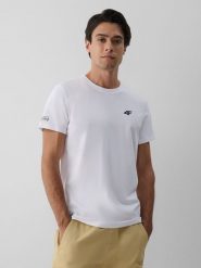 4F T-shirt regular z nadrukiem męski - biały L. Białe t-shirty męskie 4f, l, bez wzorów, z bawełny, biznesowe, bez kołnierzyka. Za 59.99 zł.
