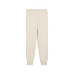 Dziewczęcy strój do biegania Puma ESS Script. Białe spodnie sportowe dla dziewczynek Puma, bez wzorów, z dresówki, do biegania. Za 109.99 zł.