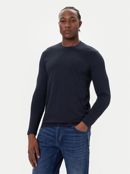 Bugatti Longsleeve 8330-85044D Granatowy Regular Fit. Niebieskie bluzki z długim rękawem męskie Bugatti, m, bez wzorów, z bawełny, bez kołnierzyka. Za 199.99 zł.