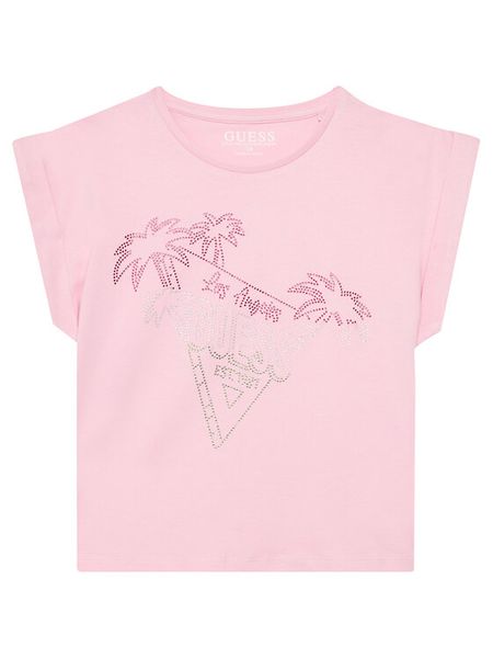 Guess T-Shirt J5GI32 K8HM4 Różowy Regular Fit. Czerwone t-shirty i topy dla dziewczynek Guess, z aplikacjami, z bawełny, bez ramiączek. Za 59.99 zł.