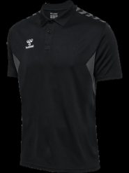 Hummel hmlAUTHENTIC FUNCTIONAL POLO koszulka polo z poliestru. Czarne koszulki sportowe męskie Hummel, m, bez wzorów, z materiału, bez kołnierzyka, bez ramiączek. Za 172.00 zł.