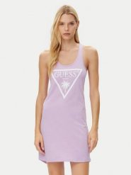 Guess Sukienka codzienna E3GP03 JA914 Fioletowy Regular Fit. Fioletowe sukienki damskie Guess, na co dzień, xs, z aplikacjami, z bawełny, bez kołnierzyka, bez ramiączek, proste. Za 109.99 zł.