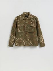 Koszula comfort fit - ciemnozielony. Zielone koszule męskie Reserved, l, bez wzorów, z bawełny, bez kołnierzyka, bez ramiączek. Za 119.99 zł.