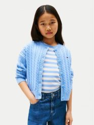 Tommy Hilfiger Kardigan KG0KG08546 Błękitny Regular Fit. Niebieskie swetry dla dziewczynek Tommy Hilfiger, bez wzorów, z bawełny, bez kołnierzyka, bez ramiączek, bez kaptura. Za 279.99 zł.