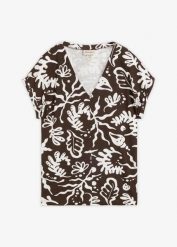 T-shirt z czystej bawełny organicznej. Brązowe bluzki damskie bonprix, bez wzorów, z bawełny, bez kołnierzyka, bez ramiączek. Za 52.99 zł.