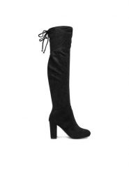 DeeZee Kozaki HX22071-12 Czarny. Czarne kozaki damskie DeeZee, z materiału, bez obcasa, na szpilce. Za 229.99 zł.