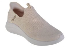 Buty sportowe Sneakersy damskie, Skechers Ultra Flex 3.0-Shiny Night Slip-ins. Białe obuwie sportowe damskie Skechers, bez wzorów, z materiału, trekkingowe. Za 299.99 zł.
