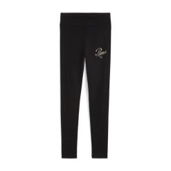 Legginsy dziewczęce Puma Script. Czarne legginsy dla dziewczynek Puma, bez wzorów, z materiału. Za 136.50 zł.